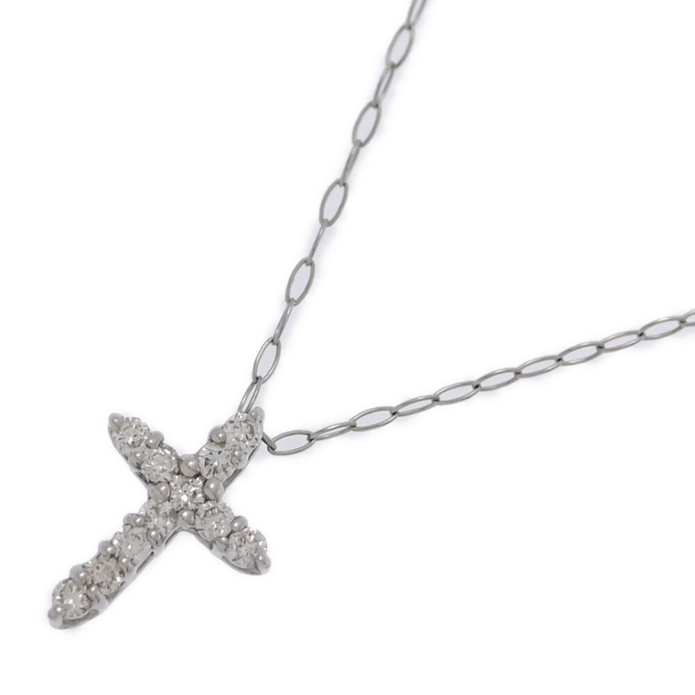 0.1ct/ミニクロス・ダイヤモンド ネックレス/Pt900-Pt850-1g/プラチナ/プレゼント/記念日【♀】【A】【レディース】/h241226■543629【中古】のサムネイル