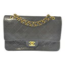 CHANEL シャネル ラムスキン マトラッセ25・ココマーク Wフラップ Wチェーン ショルダーバッグ ハンドバッグ/ブラック【オールシーズン】【♀】【B】【レディース】/b250425★■555820【中古】