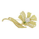 0.21ct/jeunet ジュネ アコヤ真珠/パール グリーンガーネット リーフモチーフ ブローチ・ピンタック/K18YG/750-23.8g/ゴールド【♀】...