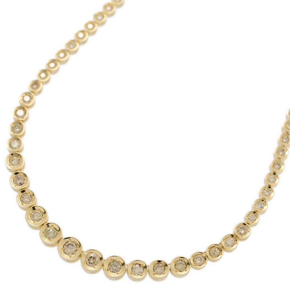 5ct/グラデーションチェーン テニスセッティング・ダイヤモンド ネックレス/K18YG-23.3g/イエローゴールド/プレゼント/記念日【♀】【S】【レディース】/h250616★■580861【中古】