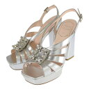 Roger Vivier ロジェヴィヴィエ ビジューバックル ストラップ ヒール レザー サンダル靴/36/シルバー/パーティー【春夏】【♀】【A】【レディース...