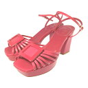 Roger Vivier ロジェヴィヴィエ エナメルバックル ストラップ サンダル靴/36/レッド/翌日配送可【♀】【A】【レディース】/b250806★■58...