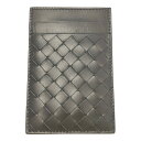 BOTTEGA VENETA ボッテガヴェネタ イントレチャート・マネークリップ・名刺入れ/パスケース/IDケースカードケース/ブラック【♂】【A】【メンズ】/b250815★■587715【中古】
