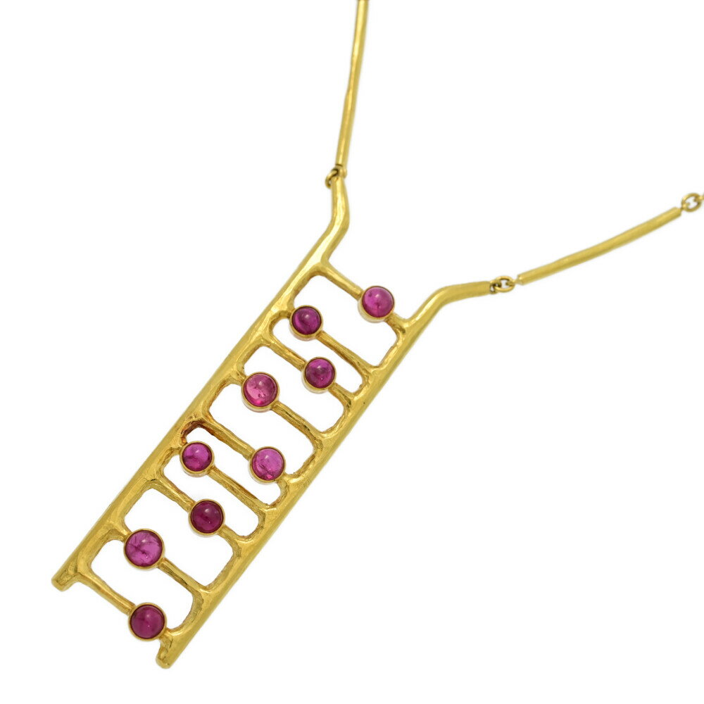 Bent Gabrielsen ベント・ガブリエルセン 9P・ルビーネックレス・ペンダント/K18YG/750-32.8g/RU0.69ct/翌日配送可【♀】【...