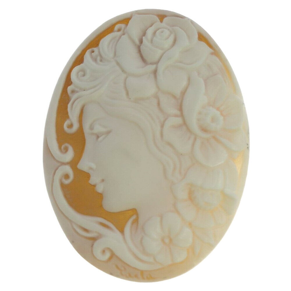 シェルカメオ 1P・カメオ・シェル・ストーン・ルース-6.0g/ホワイト×ブラウン 翌日配送可【A】【メンズ・レディース】/h251126★■597898【中古...
