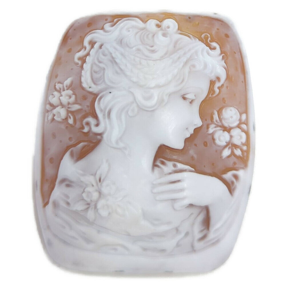 女性像モチーフ 1P・カメオ シェル・ストーン ルース-10.6g/ベージュ系/色石【A】【メンズ・レディース】/h251127★■598032【中古】