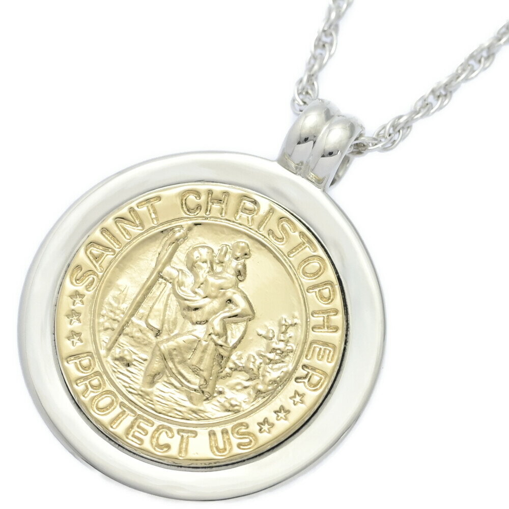 美品 オールドティファニー セントクリストファー ネックレス シルバー k18 ティファニー K18KT&シルバー セントクリストファーコインネックレス