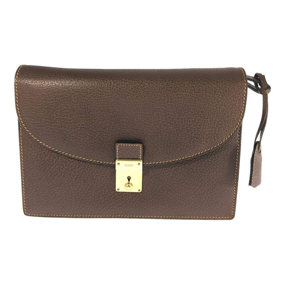 GUCCI グッチ オールドグッチ ターンロック クラッチバッグ セカンドバッグ 018.122.1940 ブラウン 鍵 箱 保存袋【オールシーズン】【♀】【A】【レディース】/b260126★■603258【中古】