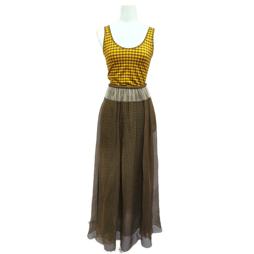 FENDI フェンディ ギンガムチェック・セットアップワンピース/FZX512ABWL/FQ7141A5YB/36/イエロー【春夏秋】【♀】【A】【レディース】/b260204★■604429【中古】
