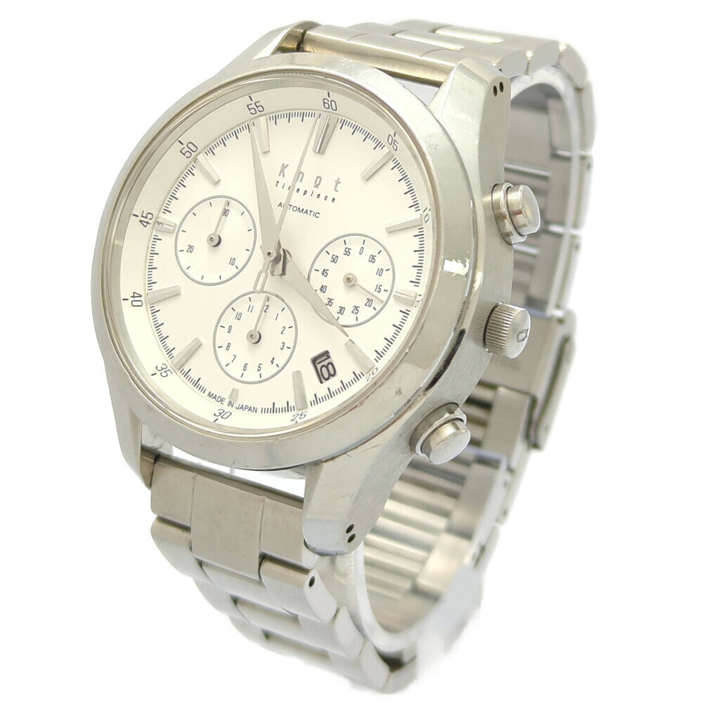 KNOTT ノット クロノグラフ 自動巻き時計 SS stainless steel-147.7g ATC-40SVWH シルバー【♂】【B】【メンズ】■606147【中古】