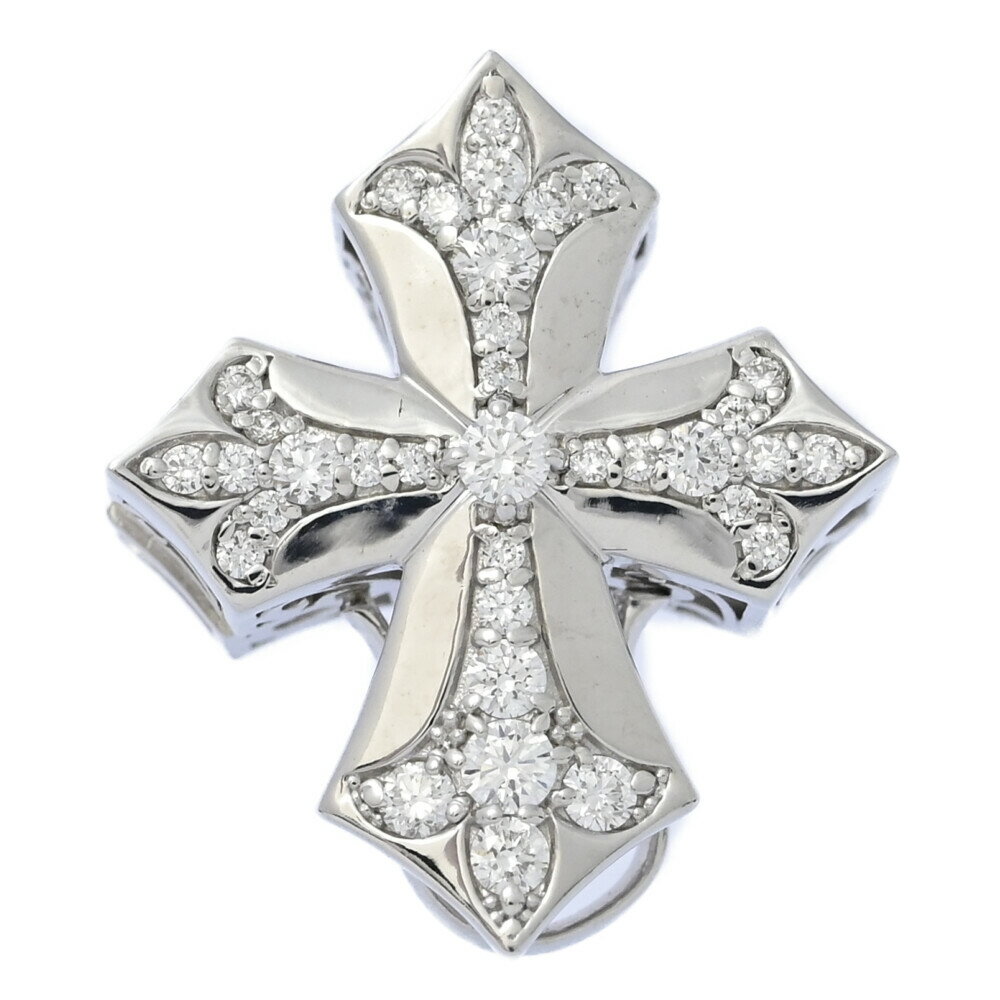Pendant Tops - 0.56c ゆきざき クロスモチーフ ダブルトップ ダイヤモンド ペンダントトップ K18WG/750-6g ホワイトゴールド YUKIZAKI【S】【メンズ・レディース】/h260313★■608262【中古】