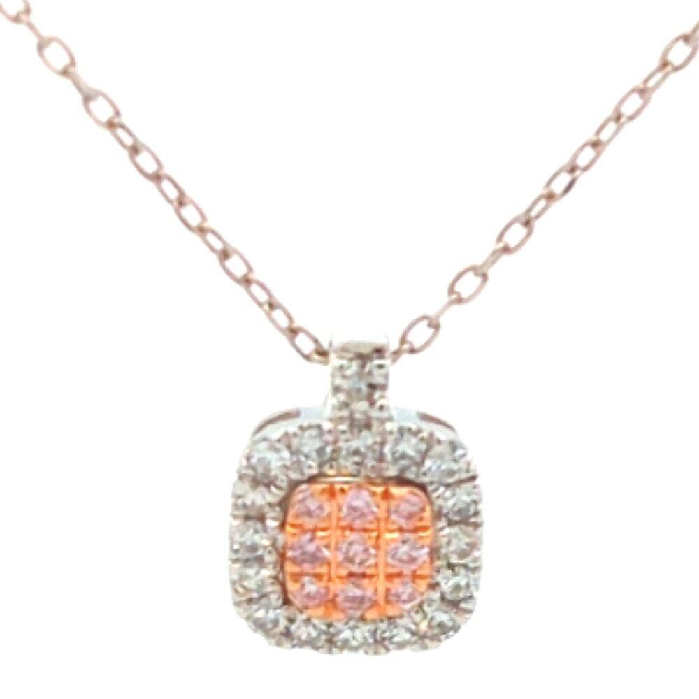Rakuten - 0.04ct 0.08ct アーガイル産 ピンクダイヤ ダイヤモンド 取り巻き ネックレス ペンダント K18/RG×Pt950-2.1g ゴールド×プラチナ 【♀】【S】【レディース】/h260324★■609689【中古】