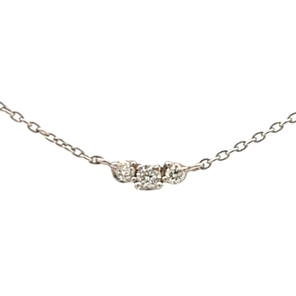 Yellow - 0.06ct 3粒 ダイヤモンド シンプル ネックレス ペンダント K18WG/750-1.4g ホワイトゴールド 【♀】【A】【レディース】/h260331★■610135【中古】