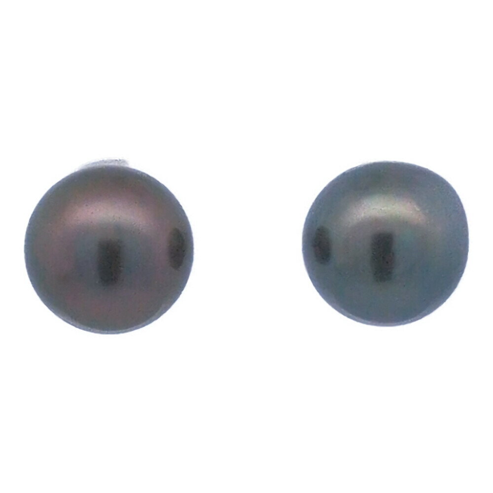 Rakuten - 10mm 黒蝶真珠 タヒチパール パール ペアスタッド ピアス K14WG/585-3.3g ホワイトゴールド 1点モノ 【♀】【A】【レディース】/h260403★■609833【中古】