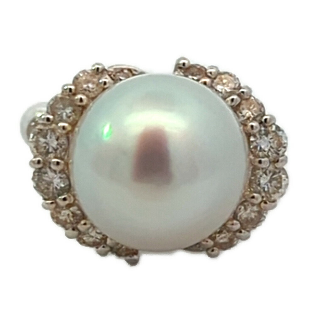 Rakuten - 【4/30迄+-6サイズ直し無料】12.5mm 1ct 大珠 白蝶真珠 シロチョウ サウスシーパール 養殖真珠 メレダイヤリング 指輪 Pt900-9.9g 11.5号 51.5 プラチナ【♀】【S】【レディース】/h260403★■609508【中古】
