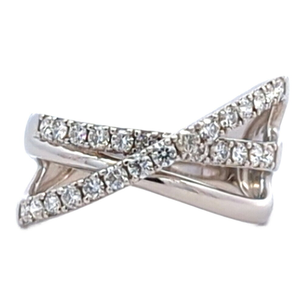 Rakuten - 【4/30迄+-6サイズ直し無料】美品 0.5ct クロス ツイスト ダイヤモンド リング 指輪 Pt950-5.8g 12号 #52 プラチナ 新品磨き済み 1点モノ 【♀】【S】【レディース】/h260409★■610582【中古】