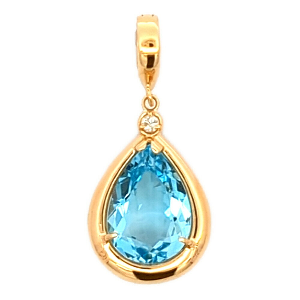 Pendant Tops - 美品 4ct 0.04ct ペアシェイプ ブルートパーズ ダイヤモンド ペンダントトップ K18YG/750-4.1g イエローゴールド 新品磨き済み 【♀】【S】【レディース】/h260409★■610338【中古】