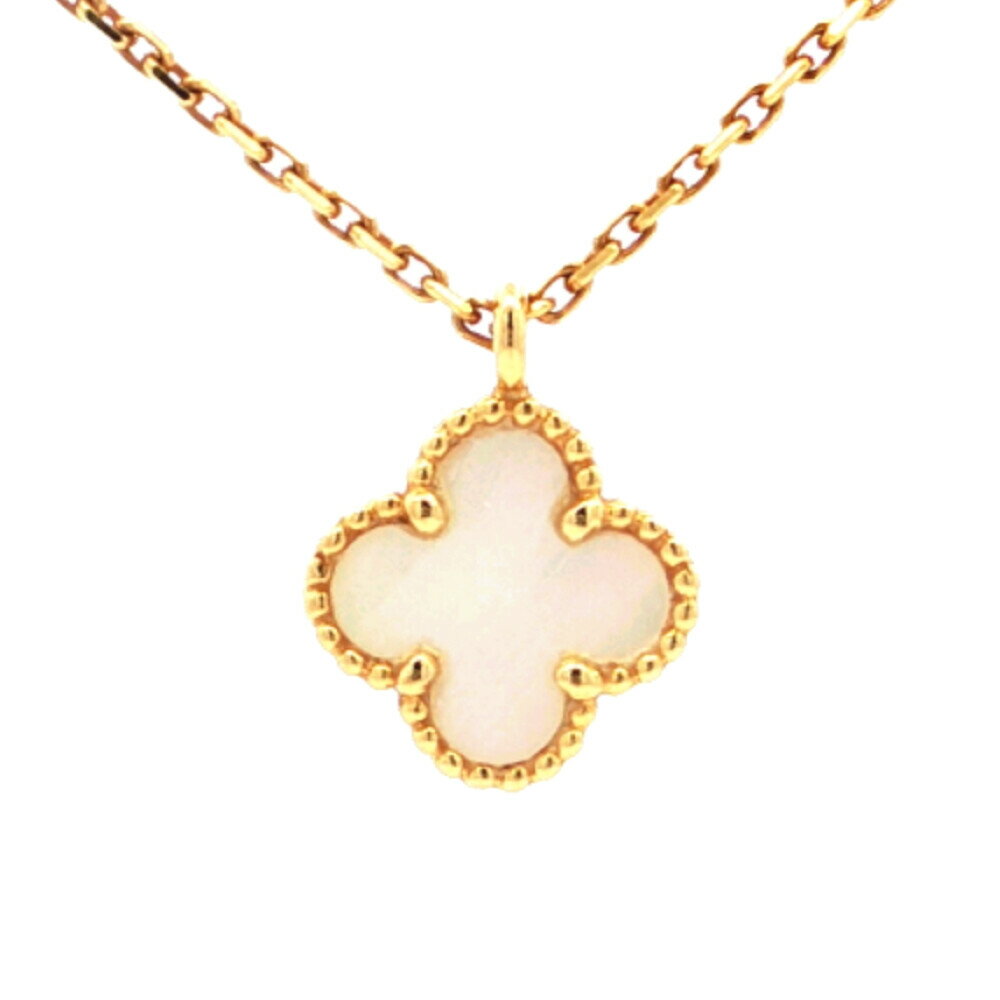 Rakuten - Van Clee＆Arpels ヴァンクリーフアンドアーペル スウィートアルハンブラ マザーオブパール ネックレス K18YG/750-2.9g ゴールド【♀】【A】【レディース】/h260414★■611518【中古】