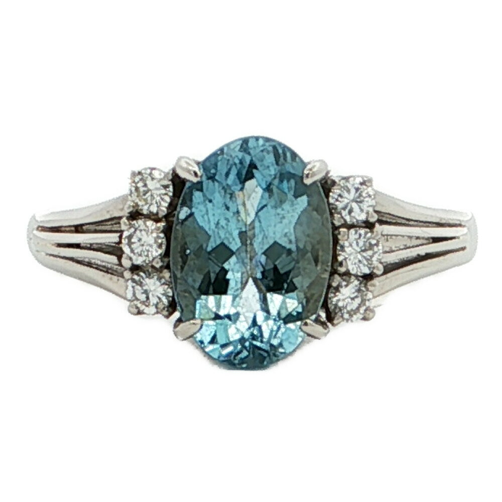 1.47ct 0.15ct 3月 誕生石 1P アクアマリン ダイヤモンドリング 指輪 Pt850-4.7g 13.5号 #53.5 プラチナ【A】【メンズ・レディース】/h260415★■611697【中古】