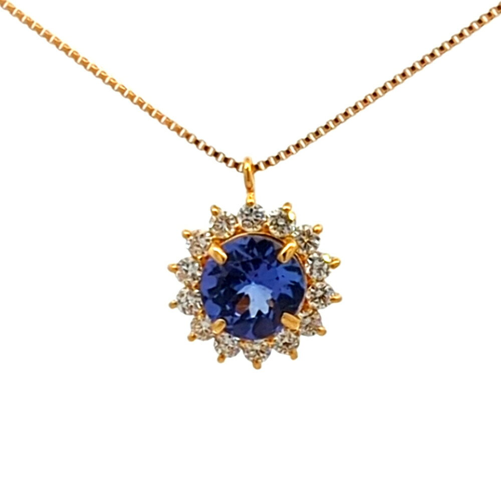 Rakuten - 0.8ct 0.24ct 取り巻きセッティング 12月 誕生石 1P タンザナイト ダイヤモンドネックレス K18YG/750-2g イエローゴールド 【S】【メンズ・レディース】/h260416★■611706【中古】