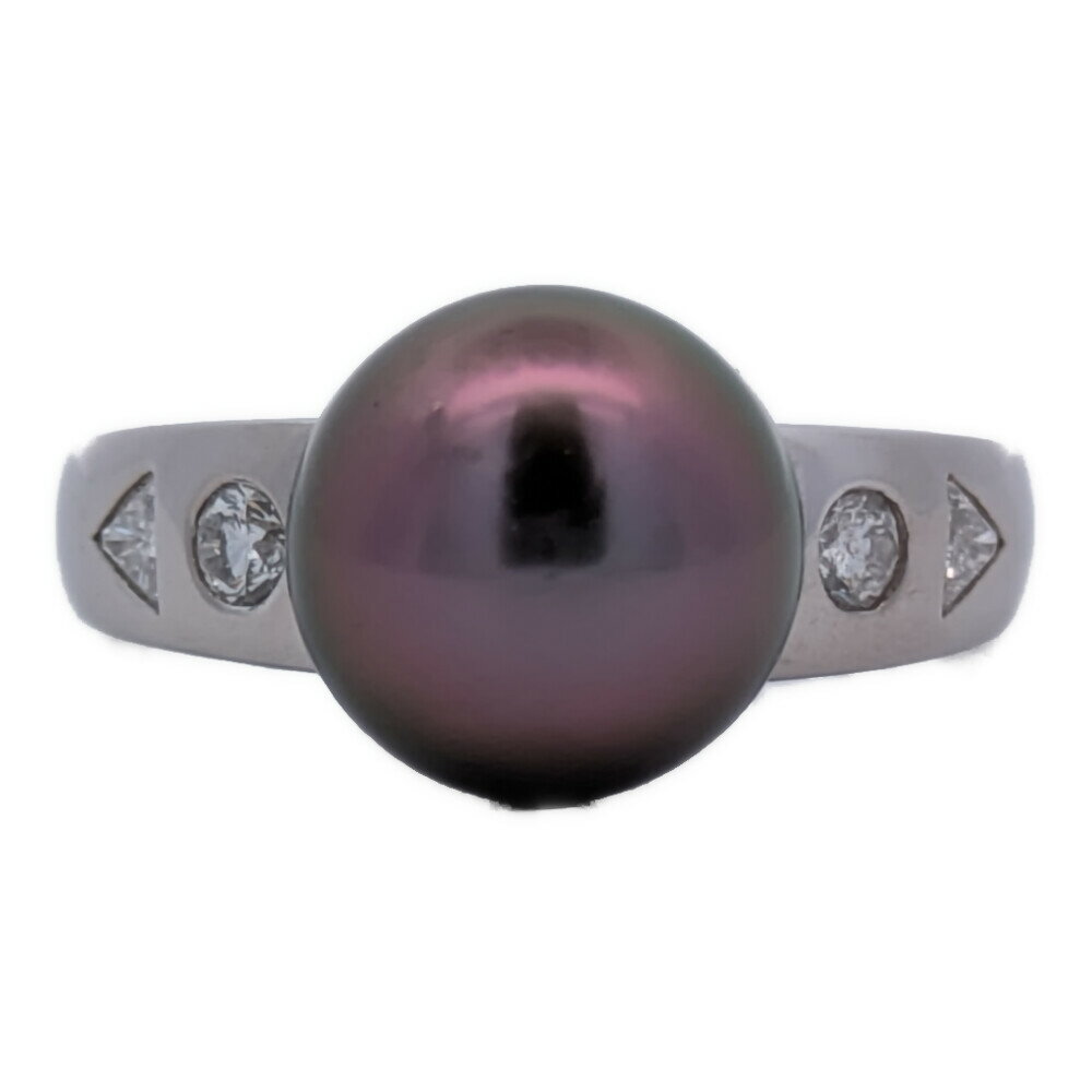 Rakuten - 10mm 0.25ct 大珠 黒蝶真珠 クロチョウ タヒチパール 養殖真珠 メレダイヤリング 指輪 Pt900-9.7g 0.25ct 10.5号 #50.5 プラチナ【♀】【A】【レディース】/h260508★■613625【中古】
