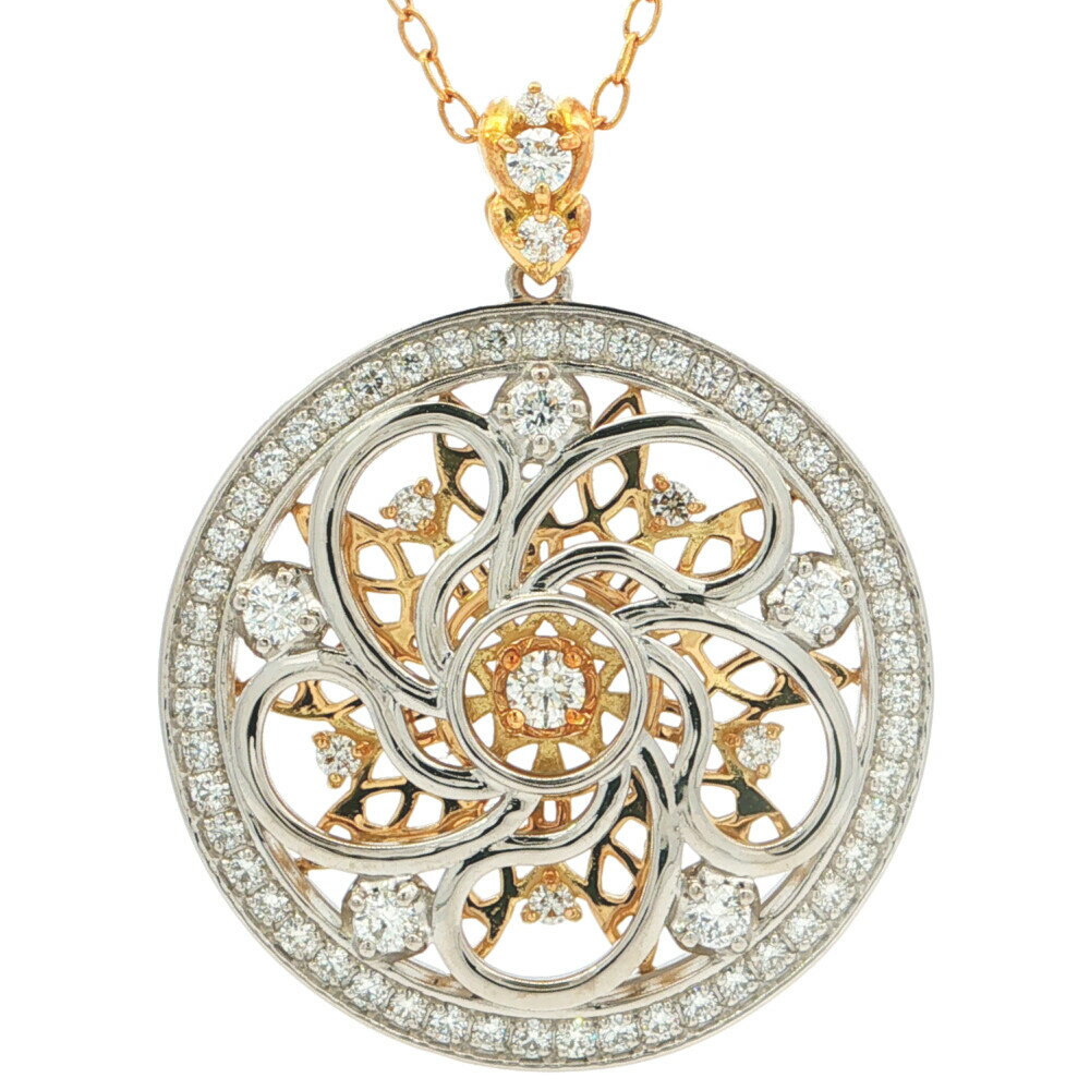 Diamond - 0.9ct ダイヤモンド ペンダントトップ K18/750×Pt900コンビ-5:5-11.5g プラチナ ゴールド【♀】【A】【レディース】/h260513★■614421【中古】