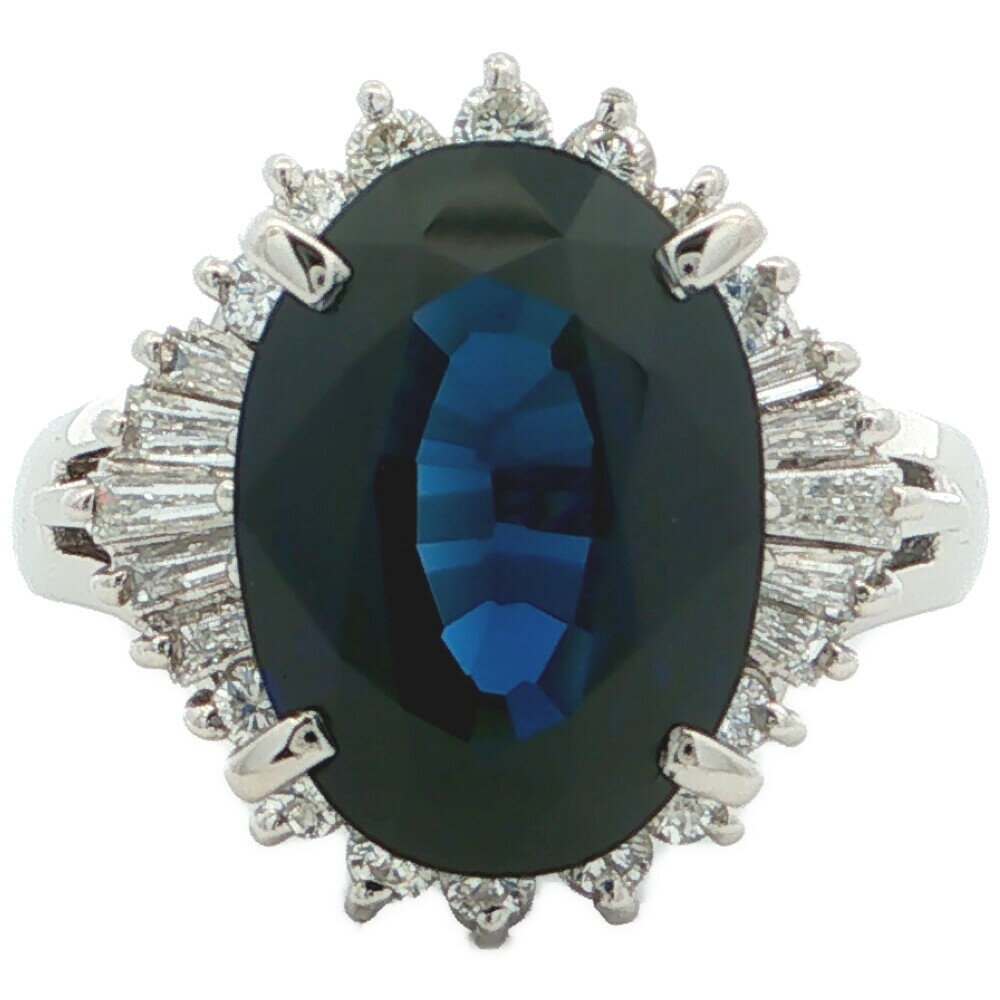 Rakuten - 5.37ct 0.37ct サファイア メレダイヤリング 指輪 Pt900-8.2g 8号 #48 プラチナ【♀】【S】【レディース】/h260514★■611876【中古】