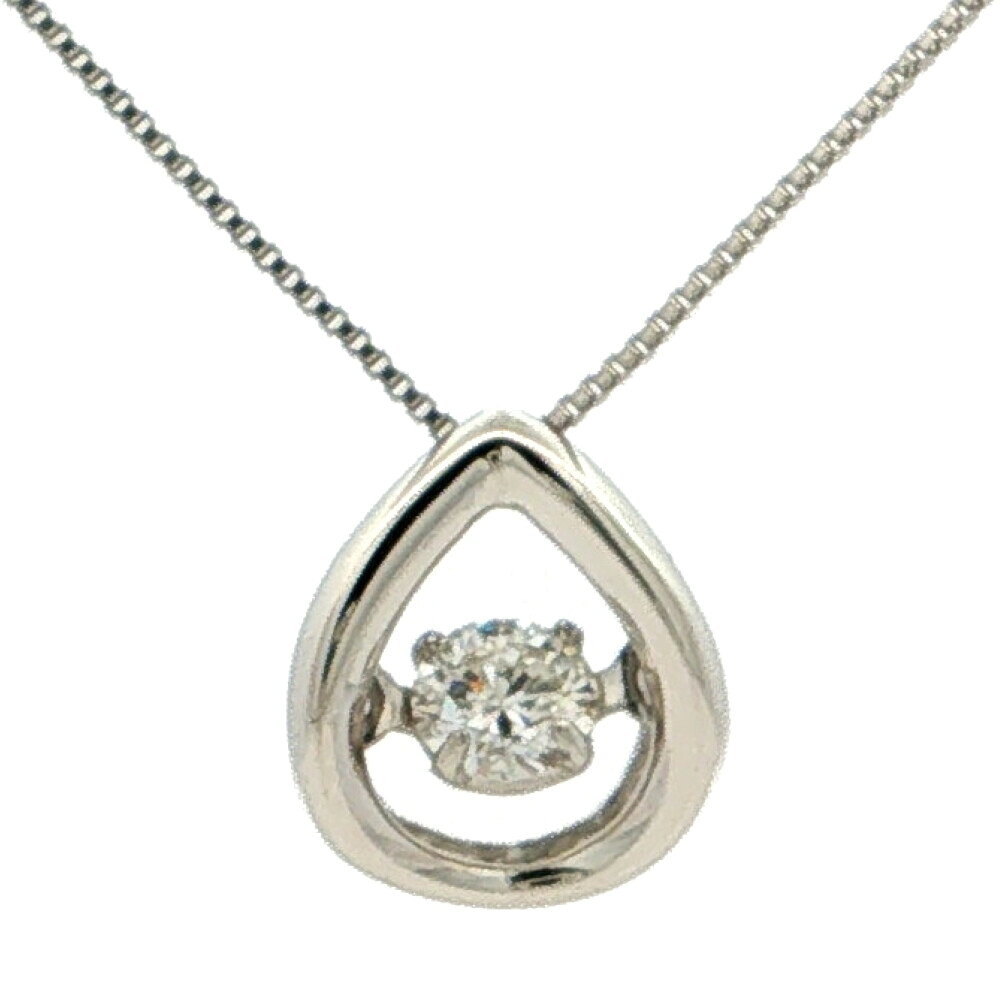 Rakuten - 0.095ct ダンシングストーン 1P ダイヤモンドネックレス ペンダント Pt900-Pt850-1.5g プラチナ【♀】【S】【レディース】/h260521★■614152【中古】