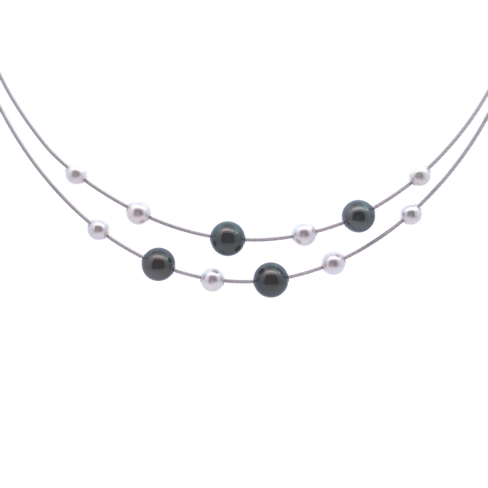 Rakuten - 5.37-9.32mm カラー アコヤ真珠 Japan Pearl 養殖真珠 ブラック×ピンク系 ネックレス K18(WG無)-14.4g ホワイトゴールド【♀】【N】【レディース】/h260522★■614244【中古】