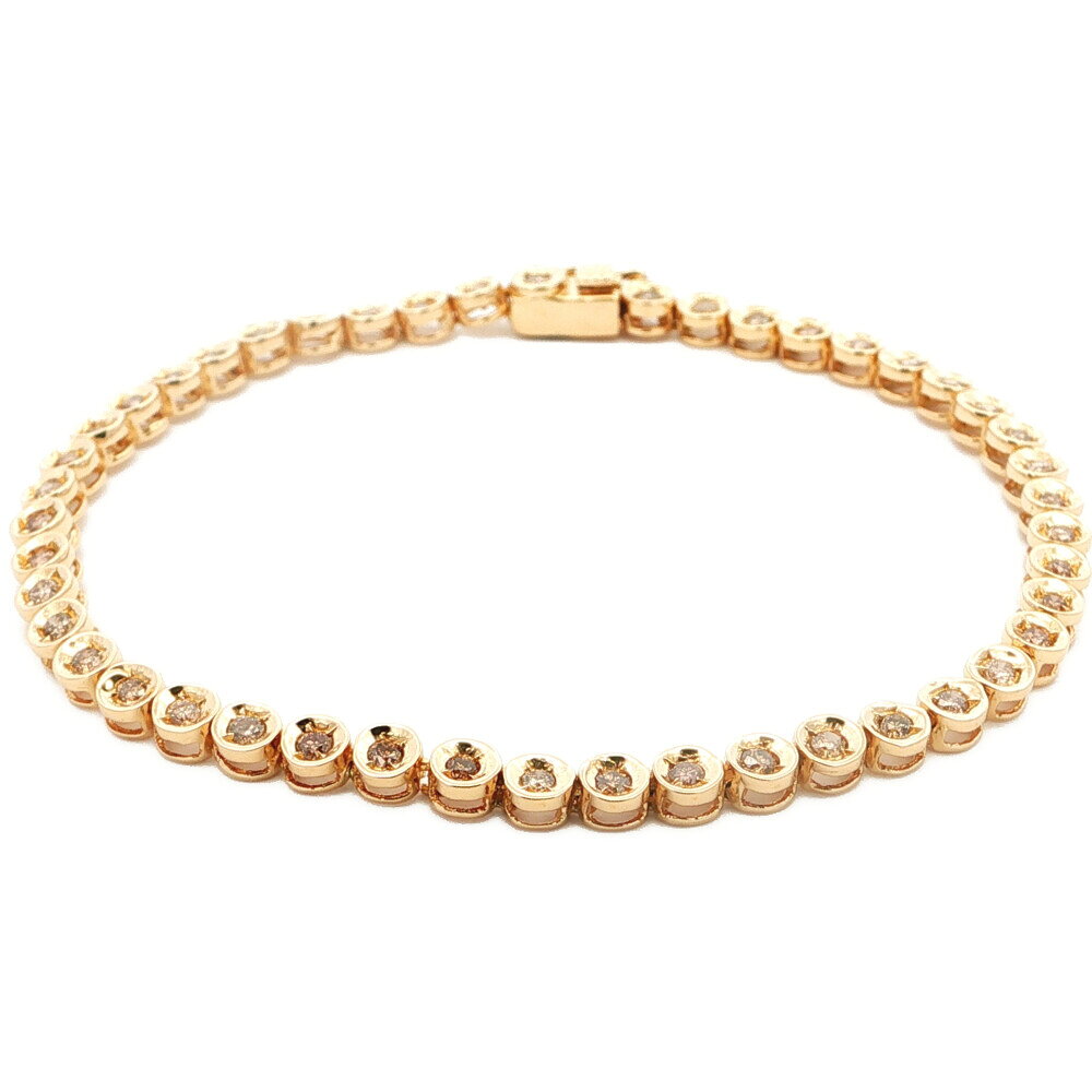 1.00ct テニスセッティング ダイヤモンドブレスレット K18YG/750-9g イエローゴールド【♀】【S】【レディース】/h260527★■614465【中古】