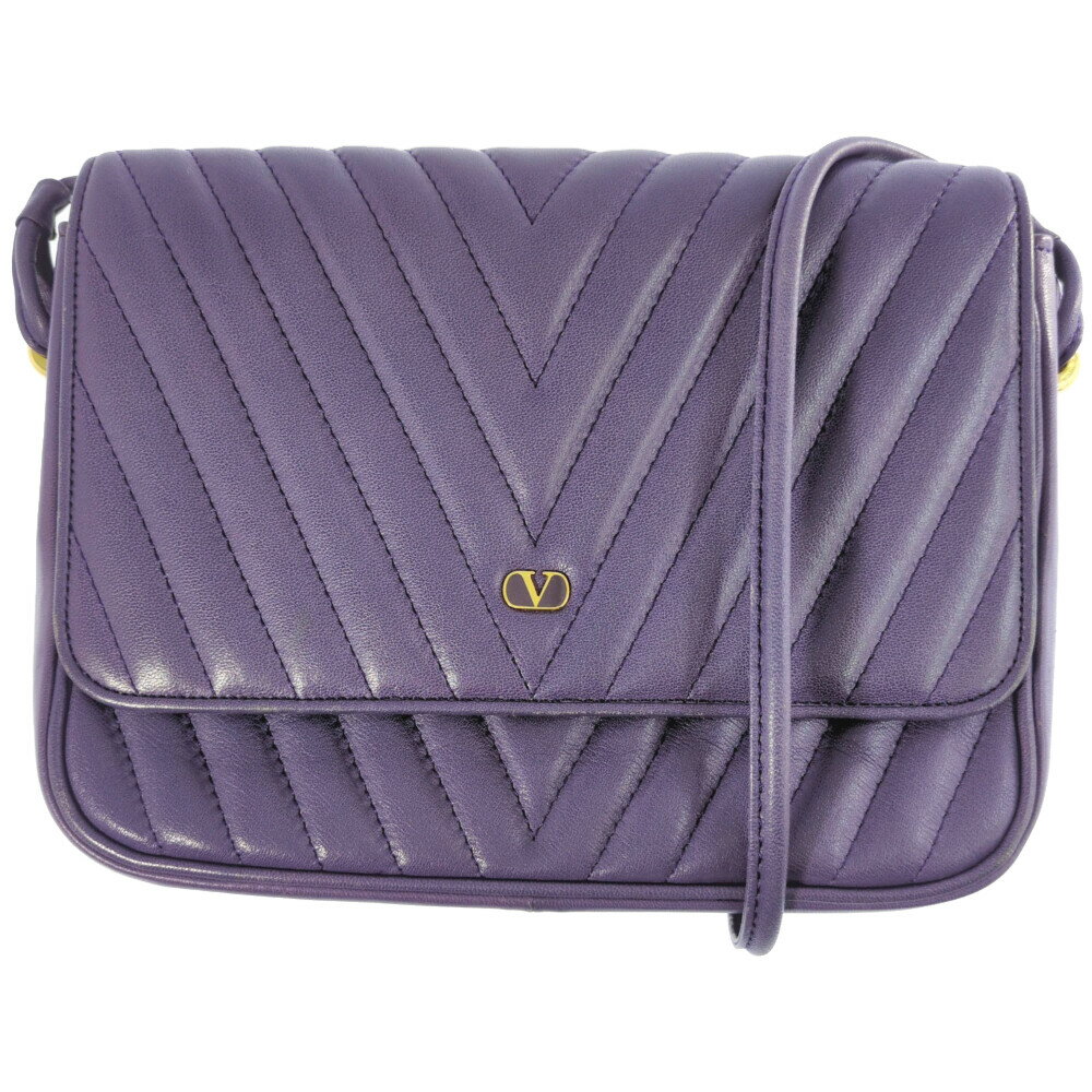 Rakuten - VALENTINO GARAVANI ヴァレンティノガラヴァーニ Vステッチ ショルダーバッグ パープル【オールシーズン】【♀】【B】【レディース】/b260527★■616041【中古】