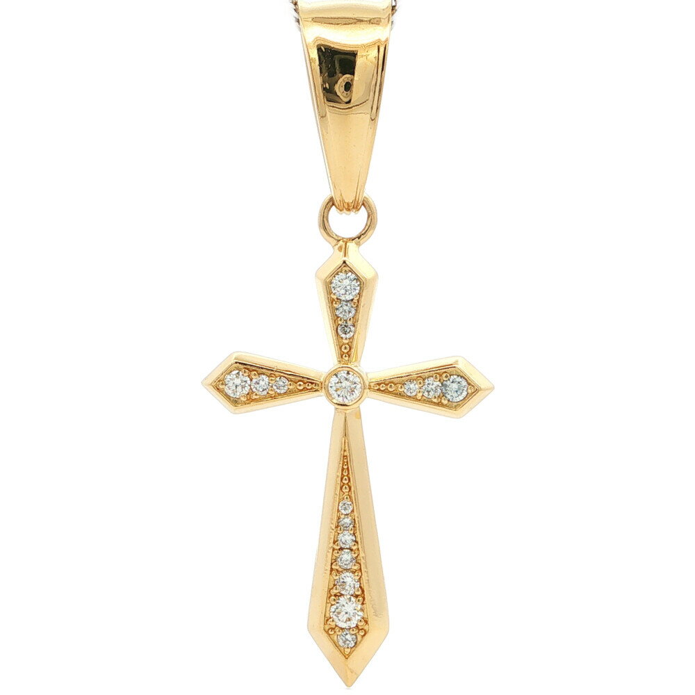 Rakuten - 0.35ct GINZA TANAKA 銀座田中 クロスモチーフ ダイヤモンドペンダントトップ K18YG/750-7.4g イエローゴールド【♀】【N】【レディース】/h260528★■615232【中古】