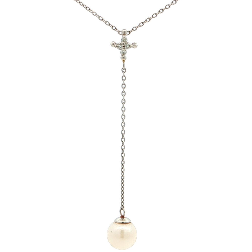 Rakuten - 0.04ct アコヤ真珠 Japan Pearl 養殖真珠 真珠 パール ネックレス ペンダント Pt850-2.3g プラチナ【♀】【A】【レディース】/h260528★■615801【中古】