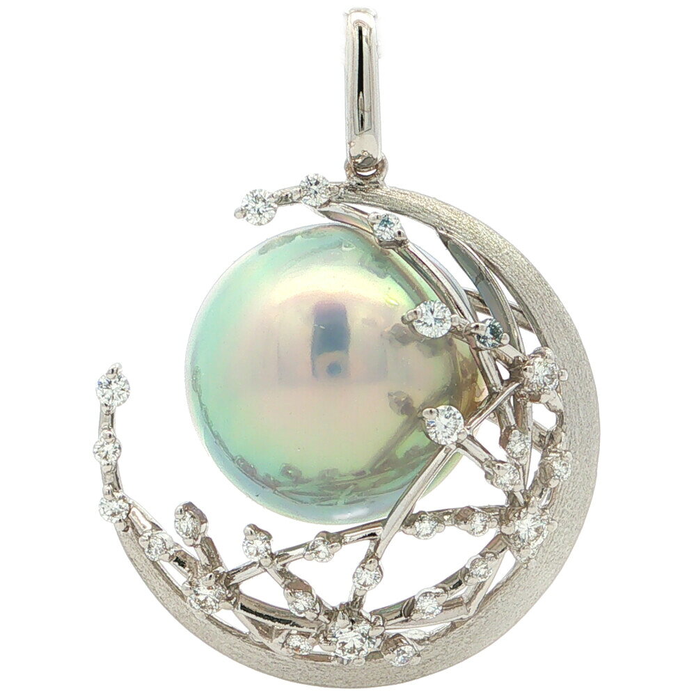 Rakuten - 0.5ct TASAKI タサキ田崎真珠 クレセントムーン 三日月 マベパール ダイヤモンドペンダントトップ K18WG/750-9.7g ホワイトゴールド【♀】【S】【レディース】/h260608★■615701【中古】