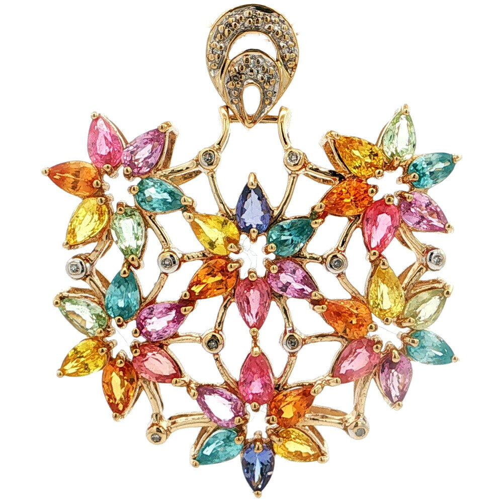 8.54ct Rocks & Co. ロックス アンド コー バラエティカラー マルチストーン ダイヤモンドペンダントトップ K9 375-8.7g ゴールド【♀】【N】【レディース】/h260731★■620684【中古】