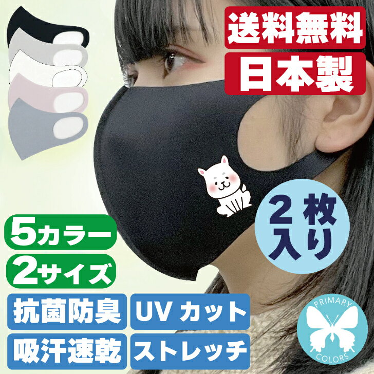 楽天RGB立体フィットマスク　2枚セット《まろ眉犬》　　　　　　　　　　　　送料無料　選べるサイズ・カラー　日本製　抗菌防臭　プレゼント