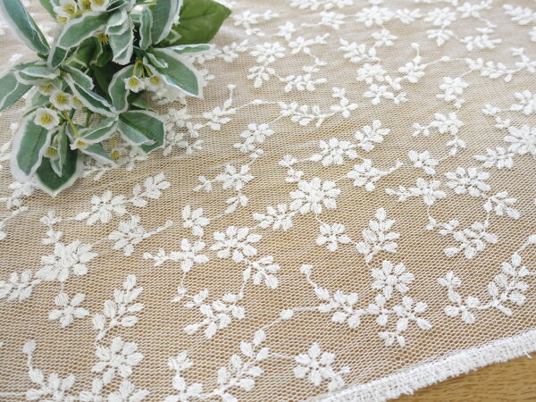 【レース生地 刺繍】綿チュール・全面柄レース（RG-25984ct）