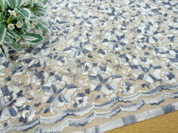 【在庫限りクリアランスセール】ナイロンチュール・マルチカラー糸レース（RG-24934）