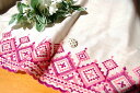 【レース生地 刺繍 生地 布】綿麻キャンブリック・2色交互スカラップレース(RG-28154)(3)