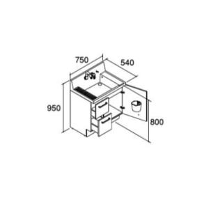 AR3H-755SYミドルグレード INAX/LIXIL ピアラ洗面化粧台本体 引出タイプ 一般地 シングルレバーシャワー水栓 間口750mm〔HJ〕