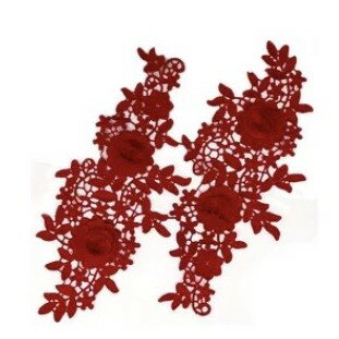【全14色展開】モチーフペアレース ワイン 赤 ワインレッド フラワーモチーフ