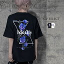 CV Select【シーブイセレクト】フラワープリントTシャツ/全2色 Tシャツ V系 地雷系 サブカル系 ホスト系 メンヘラ メンズ レディース ファッション ビッグT 服 黒 ブラック