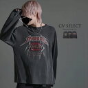 "CV Selectピグメント加工古着風ロンT/全3色"ロンt 長袖 韓国系 バンT ロックT バンドTシャツ ストリート V系 地雷系 長袖 メンヘラ 古着風 ユーズド 病み メンズ レディース ファッション 服 送料無料 黒 ブラック グレー