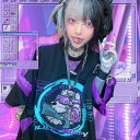 "ilililウイルスと対決だワン!/全2色" Tシャツ ブラック 黒 白 シアー シースルー 犬 GALFY ガルフィー 半袖Tシャツ tee 地雷系 服 ビッグ メンズ サイバーパンク ファッション サブカル系 レディース メンヘラ 病み