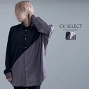 CV select【シーブイセレクト】サテン生地バイアス切り替えチェーン付きシャツ/全2色 シャツ メンズ 総柄シャツ ヴィジュアル系 V系 地雷系 モード系 大きいサイズ 黒 ブラック 白 グレー ホワイト ファッション 服 ファッション M L 花柄