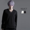 "CV Select【シーブイセレクト】ふくれダイヤ柄長袖VネックTEE/全2色"ロンT Tシャツ tee メンズ 長袖Tシャツ カットソー きれいめ ホスト系 Vネック M L LL 地雷系 ヴィジュアル系 V系 お兄系 ブラック 黒 ホワイト 白 無地 ファッション