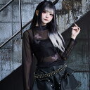 "ililil【イルイルイル】いるいる戦術特殊部隊~鬼桜KIOU~(内)シースルーハイネックカットソー/全1色"シアーカットソー 長袖カットソー ロンT 長袖Tシャツ レディース シースルーカットソー グランジ 黒 ブラック ゴシック 地雷系 サブカル系 Y2K 服 ファッション
