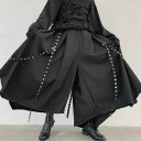 "NOVESSEL【ノベセル】サスペンダー付きスカートワイドパンツ/全1色"ワイドパンツ V系 ヴィジュアル系 モード系 メンズ ファッション スカート ハカマパンツ タイパンツ パンツ 病み メンヘラ ブラック 黒