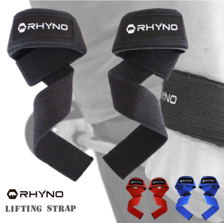 RHYNO リストストラップ　lifting straps ブラック 黒 ジム での ウェイトリフティング・トレーニング・筋トレ デッ…