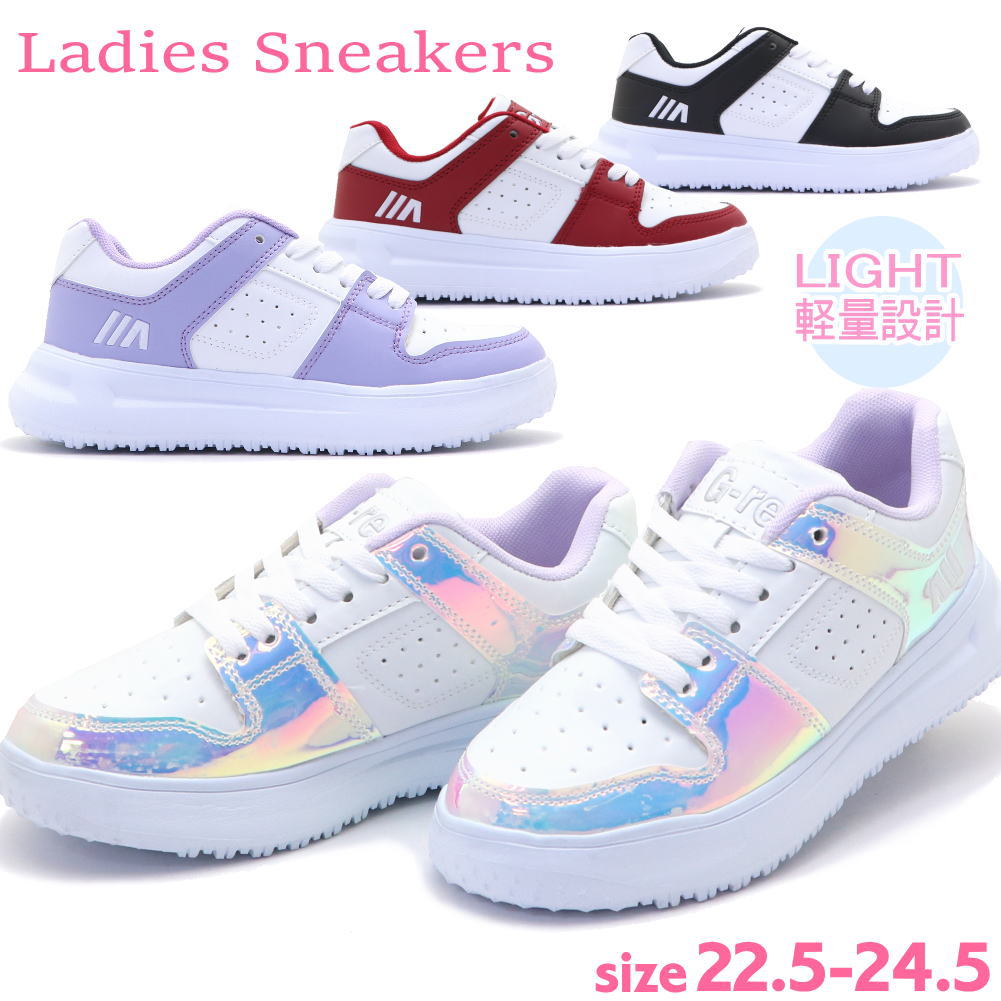 Rakuten - 即納 レディース スニーカー 厚底 コートシューズ 運動靴 軽量 No.3413